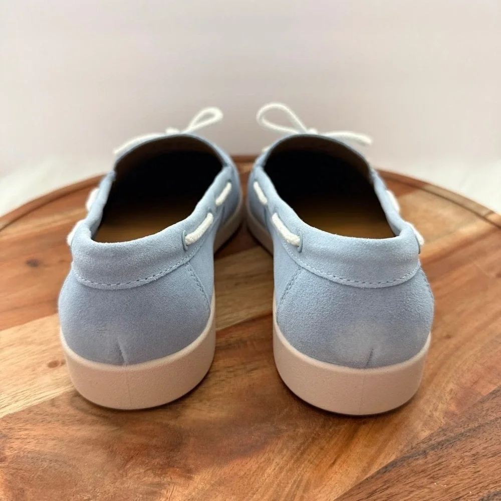 Naturalizer Womens 8W Keelboat Ice Blue Leather Boat Shoe Loafers J4686L5401